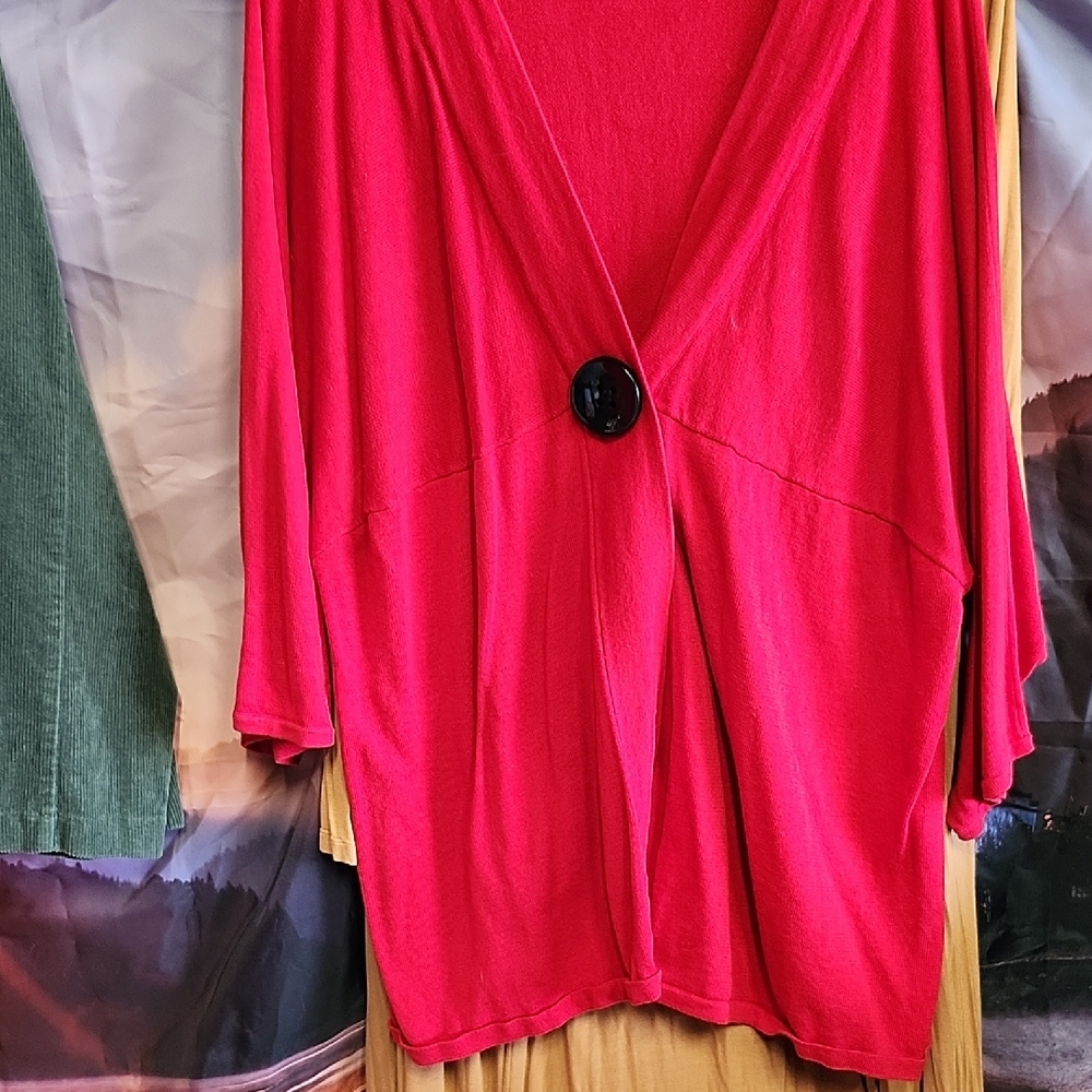 Chic Red Cardigan with Button Detail